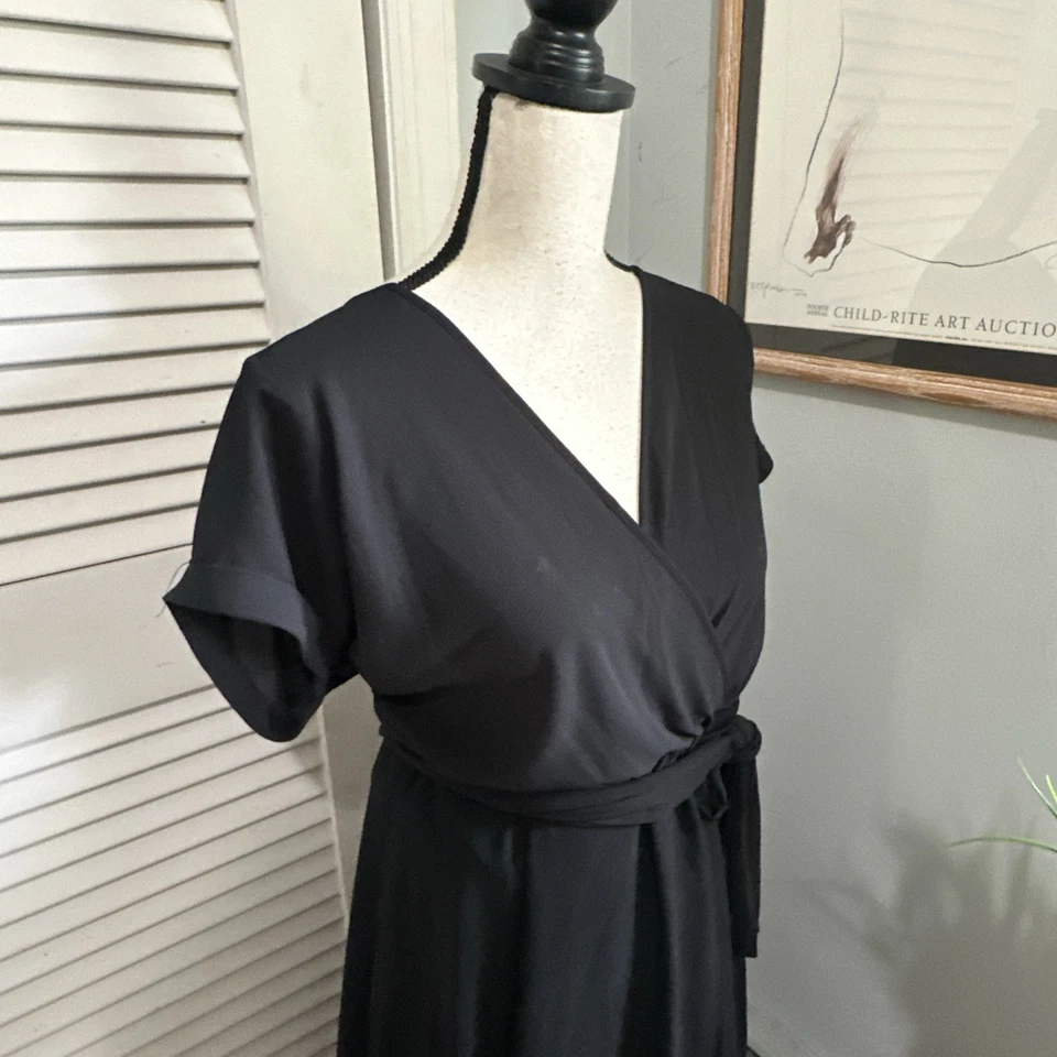 MEGHAN LOS ANGELES женское платье маленький черный макси искусственного надежном подпоясанный минималистский - Изображение 4 из 4