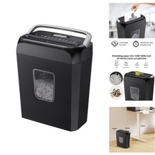 Paper Shredder Home Office 6-Sheet Crosscut 3.4 Gal Wastebasket Portable Handle