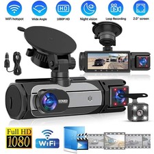 Dashcam Auto Vorne Innen mit Akku 3 Kanal 1080P Dash Cam Nachtsicht Autokamera