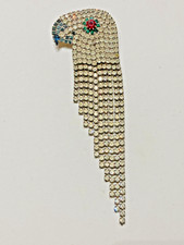 Vintage Parrot Bird Rhinestone Costume Jewelry Brooch Pin