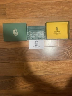 Goyard Paris Women s Green Leather ID/Document Holder Card Holder Wallet w/ Box