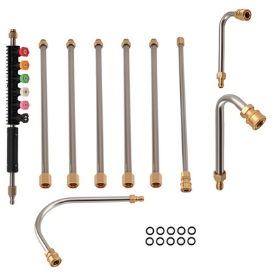 #ad #ad 7Pcs Pressure Washer Extension Wand Rod 15in Brass Steel 4000PSI 30° 90° U Shape $29.76