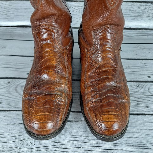 Vintage Dan Post Ostrich Leg Cowboy Western Boots Mens 10 D - Photo 7/20