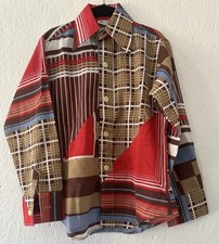 Vintage Billy the Kid Western Style Boys 8 Red Brown Collared Shirt Cowboy