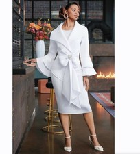 Size 16 Ashro White Formal Wedding Church Party Beau Asymmetric Jacket Dress
