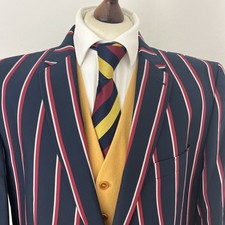 Samuel Windsor Blazer Mens Boating 52R Red/white/blue Striped Regatta Races