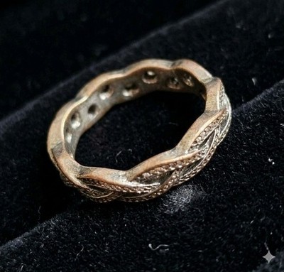 Vintage Gothic Enchanted Amulet Obsidian Knot Endless Wave Infinity Band Ring