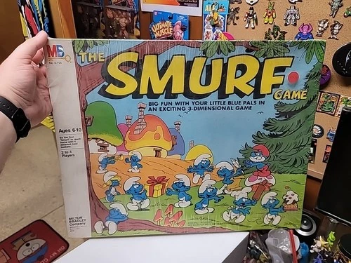 1981 Vintage Milton Bradley The Smurf Game 3D Board Game