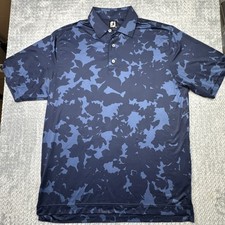 FootJoy Polo Shirt Mens L Navy Blue Camo Golf Performance Stretch Wilderness