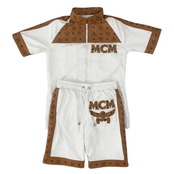 MCM Leather Tracksuit Shirt Jacket & Short Set Luxury Streetwear