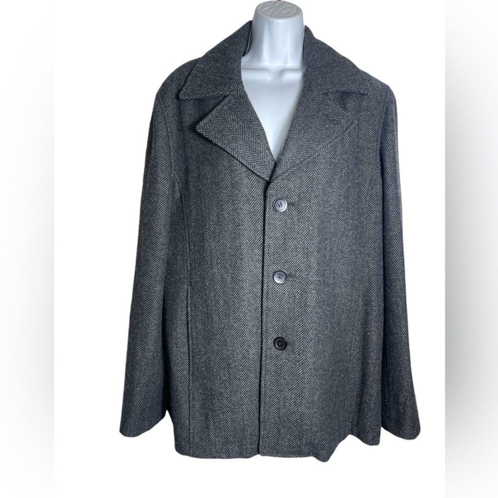 Men's BKE Grey Wool Blend Chevron Pea Coat Size Large from The Buckle