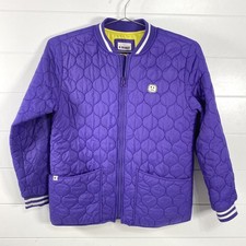 R:ROBOT Jacket Youth 12Y Purple Quilted Bomber Full Zip Pockets Logo Patch Kids