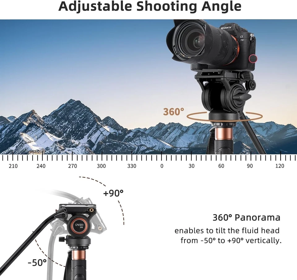 Lightweight Telescopic Monopod with Fluid Head & Extra Plate for DSLR Cameras - Image 4 of 4