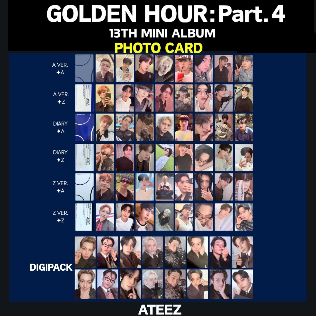 ATEEZ GOLDEN HOUR : Part. 4 13TH MINI ALBUM Photo card ATZ PC | eBay