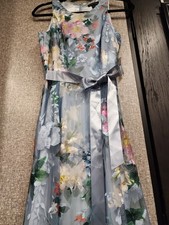 NWT Tahari ASL Belted No Sleeve Lined Dress Black Multi Color Floral Size 2