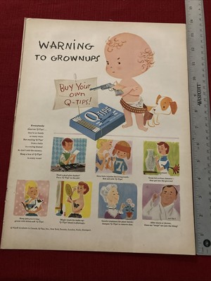 Buy Your Own Q-Tips Baby With Gun 1957 Print Ad