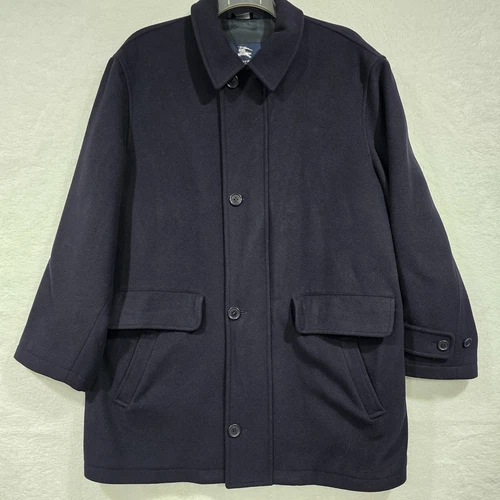 BURBERRY London soprabito uomo misto lana cashmere nero taglia 44 XL giacca zip