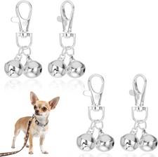 4 Pcs Mini Dog Collar Bells, Cat Bell, Silver Pet Pendant Accessories for