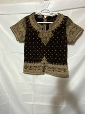 Poonam Lamba Women s Brown Velvet Embroidered Choli Blouse Top Size M