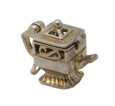 Sterling Silver Opening Teapot Charm Pendant Vintage c1970