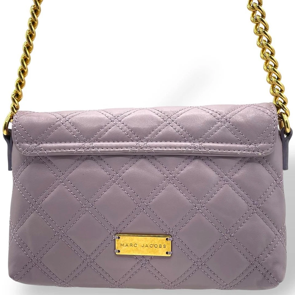 Auténtico bolso de hombro Marc Jacobs cadena acolchado cuero púrpura Foto 4 de 4