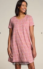 NWT J JILL SLEEP ULTRASOFT SS, PATCH POCKET SHORT NIGHTGOWN-LG-PINK/MULTI-NICE