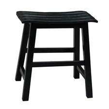 International Concepts Bar Stools 18"H Backless Wood Foot Rest Saddle Seat Black
