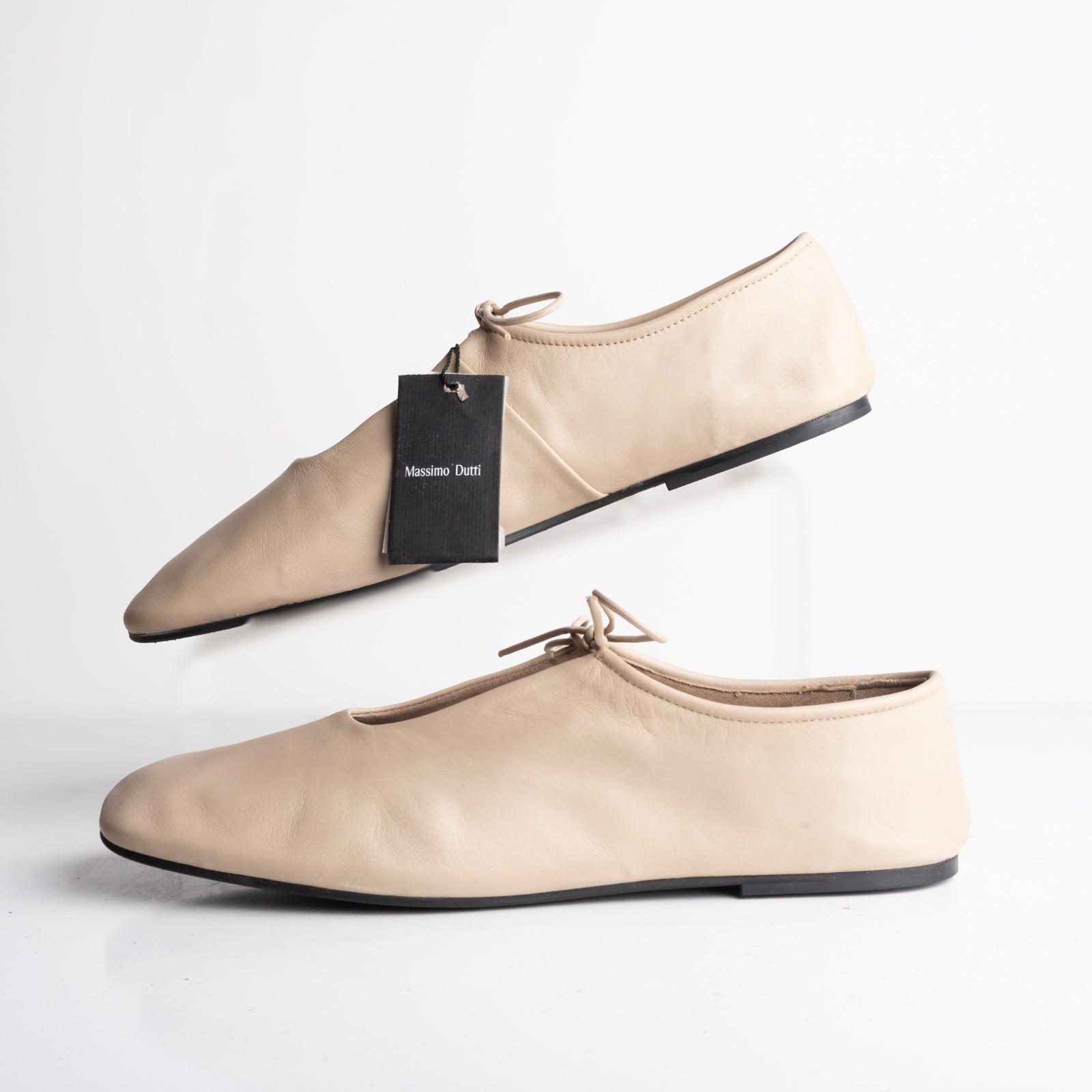 Massimo Dutti Womens Leather Ballet Flats Shoes Cream US 11 EU 42 NWB 1570/450 thumbnail 5