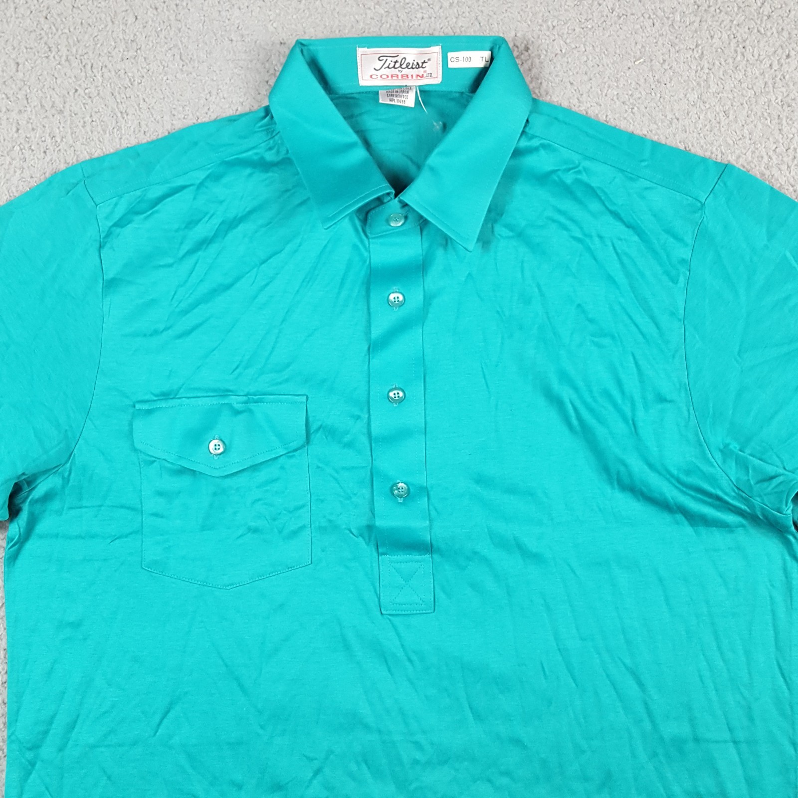 Vintage Titleist Golf Preppy Teal Pocket Polo Size L Athletic Collared Shirt
