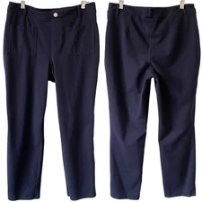 WOMEN WITH CONTROL Tummy Control Patch Pocket Pant Size Medium Petite Navy