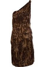 OSCAR DE LA RENTA BROWN 2009 SILK MINI DRESS US 6 UK 10