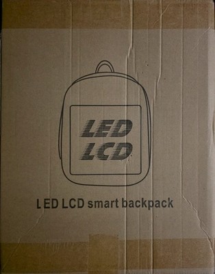 LED Display LCD Smart Backpack Large Black Zip Closure Unisex Travel Business