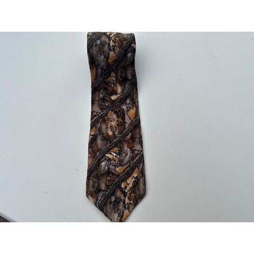J. Garcia Mens Silk Tie Pine & Rock Collection Seven Brown Abstract Art Necktie