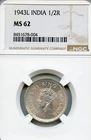 1943 British India Half Rupee — photo from another recent sale