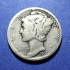 1931-D Mercury Dime  VG details
