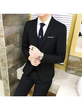 Mens Business Banquet Wedding Formal Groom Suit Dress 3pcs Set Slim Fit