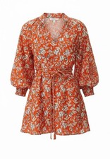 Alice + Olivia Lilian Floral Mini Dress Size 4 / Small Orange BELT MISSING