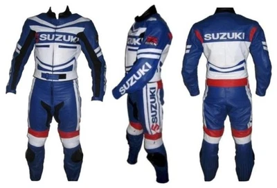 Homme Suzuki tenue moto cuir combinaison armure protection renforcée sport CE - Photo 1/4