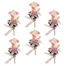 Calla Lily Boutonnieres Set of 6, Groom Groomsman Best Man Boutonniere, Handm...