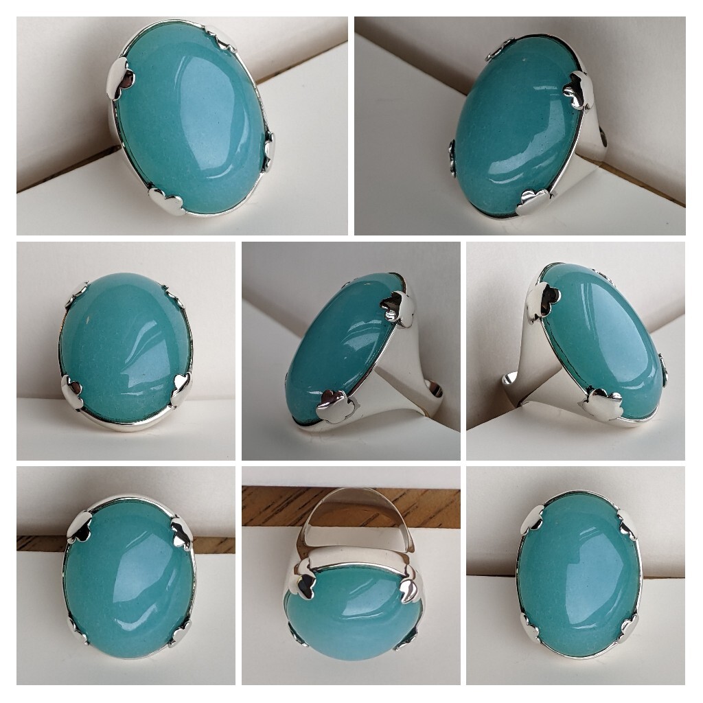 Sterling Silver Amazonite Statement Ring 24.3g Sz… - image 10