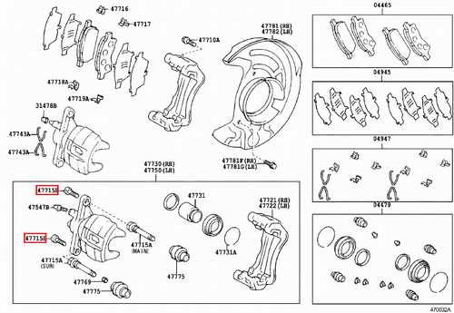Genuine Pruis ZVW55 ZVW51 ZVW50 RAV4 ACA30 Front Disc Brake Caliper Bolt x2 - Picture 4 of 20