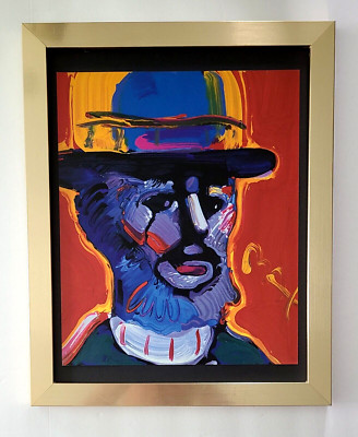 PETER MAX + TOLOUSE LAUTREC + 1999 SIGNED PRINT  + NEW GOLDEN FRAME