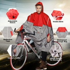 Chubasquero Impermeable Con Mochila Poncho De Lluvia Abrigo Reflectante Ciclismo