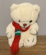 Vintage 1987 Summit Collection Heartwarmers White Bear Stuffed Plush Scarf 8”