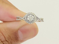Real Diamond Infinity Design Engagement Ring 10k Solid White Gold Top Quality