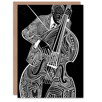 Kontrabass schwarz weiß Jazz Musik Player Design Grußkarte Geburtstag Ihn Sie