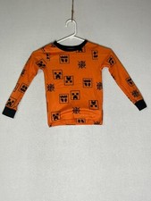 Minecraft Orange Pullover Sweatshirt Wear Snug Fitting Geometric Boys Size 8