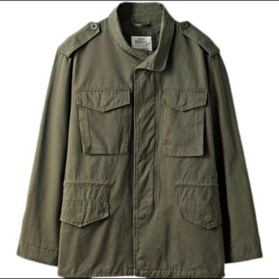 Men's Jacket Vintage Windbreaker Cargo Cotton Coat Army Green