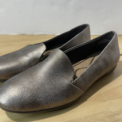 Baretraps Womens Shoes M Brown Metallic Memory Foam SlipOn Flat Comfort 