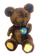 Vintage 1981 Dakin Teddy Bear Dark Chocolate Brown Jointed Plush Suede Paws 11"